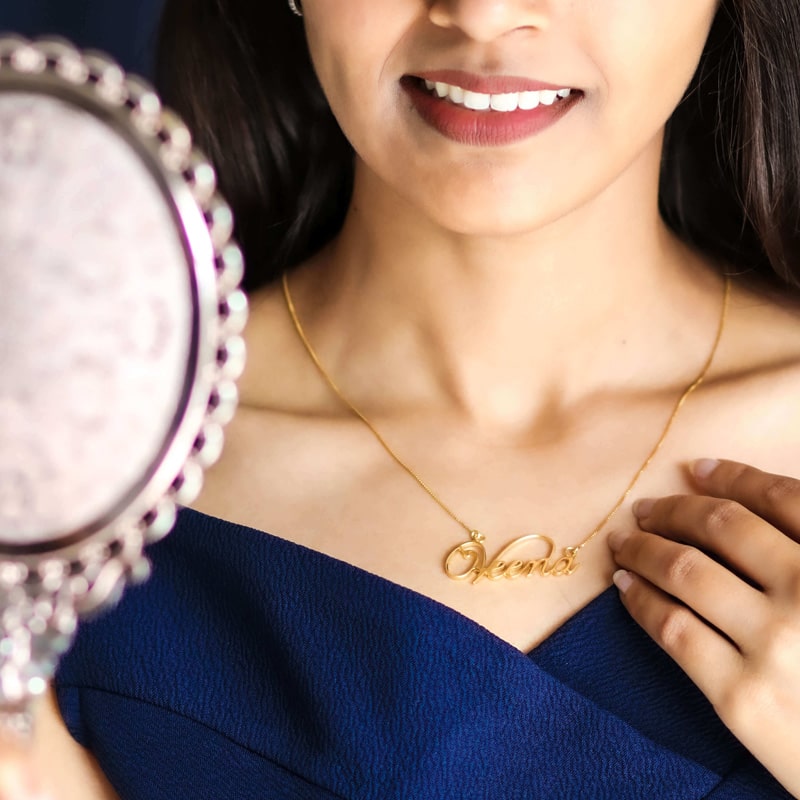 Premium Quality Gold Plated Name Necklace personalized pendant chain –  Myjewel India